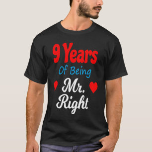 T-shirt 9e anniversaire Mariage pour hommes Lui M. Right H