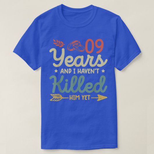 T-shirt 9e anniversaire mariage tee match couples 9 ye (Design devant)