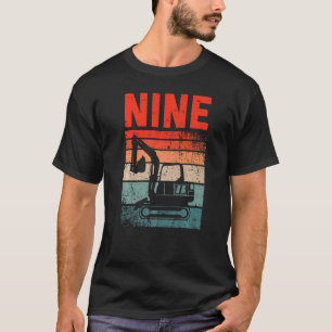T-shirt 9e anniversaire Retro Excavateur Véhicule de const