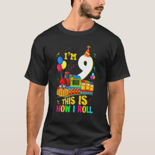 T-shirt 9e anniversaire Train Boys Girls 9 years old I'm N