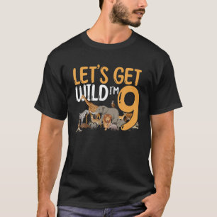 T-shirt 9E Anniversaire Zoo Safari Jungle Animal Allons-