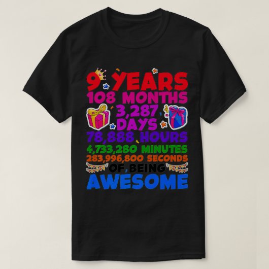 T-shirt 9e cadeau d'anniversaire pour les filles 9 ans êtr (Design devant)