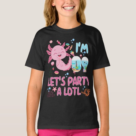 T-shirt 9e Je suis 9 Anniversaire fille Axolotl Lover cade (Devant)