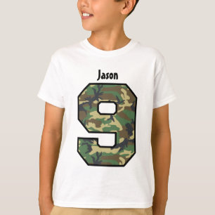 T-shirt 9ème Nom fait sur commande de huit ans V007K de
