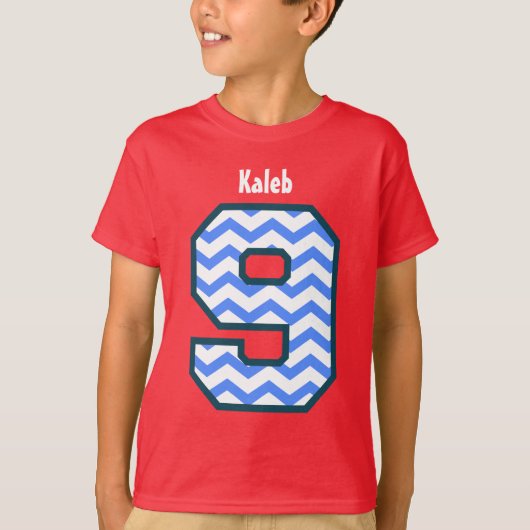 T-shirt 9ème Nom fait sur commande de neuf ans V27 de (Devant)