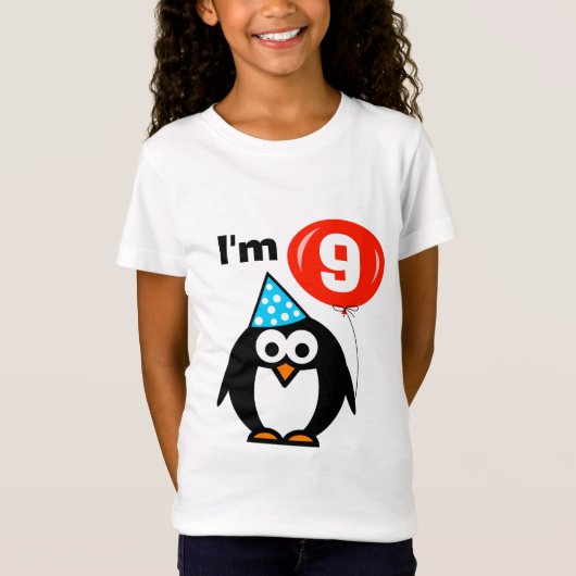 T-Shirt 9ème pingouin de la chemise | d'anniversaire (Devant)
