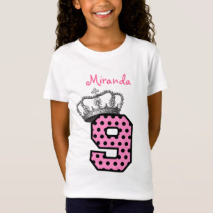 T-Shirt 9ème Princesse Crown et coeurs V04 d'anniversaire