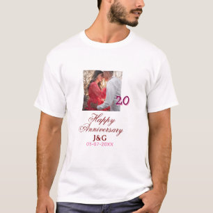 T-shirt À 20 ans d'amour joyeux anniversaire ajouter une p