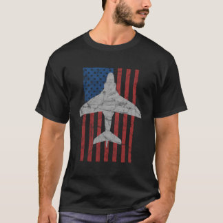 T-shirt A-6 Drapeau d'avion A6 à réaction rouge bleu