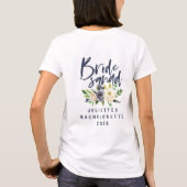 T-shirt à aquarelle fleurie de l'équipe de mariée (Dos)