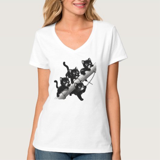 T-shirt A beautiful and cute design for small black cats (Devant)