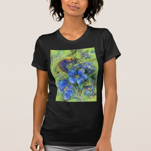 T-shirt A Bee & Forget-me-not Flowers (Devant)