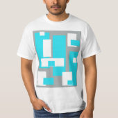 T-Shirt à blocs turquoise, gris et blanc (Devant)