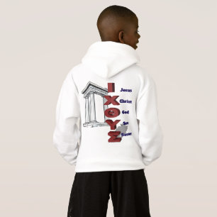 T-shirt à capuche pour enfants avec ICTHYS acrony