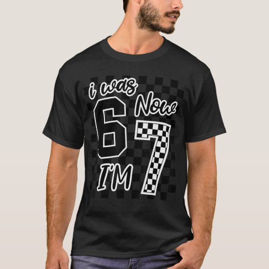 T-shirt À carreaux j'avais 6 ans maintenant j'ai 7 ans ann (Devant)