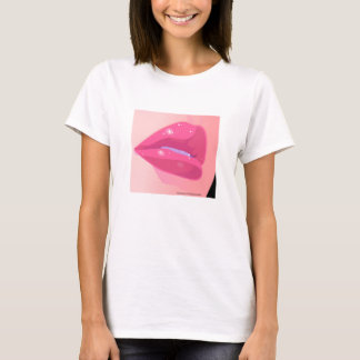 T-shirt A close-up digital art of glossy pink lips adorned