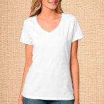 T-shirt à col blanc pour femmes / Personnaliser<br><div class="desc">T-Shirt à col V : Créez votre propre T-Shirt personnalisé avec du texte. Réglages faciles (bouton Modifier la conception) en ajoutant du texte, des couleurs arrière - plans ou plus d'images.</div>