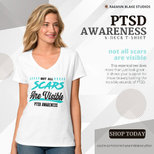 T-shirt à col en V pour la sensibilisation au SSPT