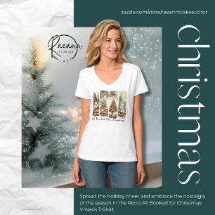 T-Shirt à col en V Retro All Booked pour Noël