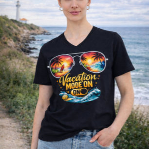 T-shirt à col en V Vacances sur la plage Mode vaca