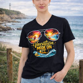 T-shirt à col en V Vacances sur la plage Mode vaca