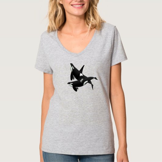 T-shirt à col V de baleine tueuse (Devant)