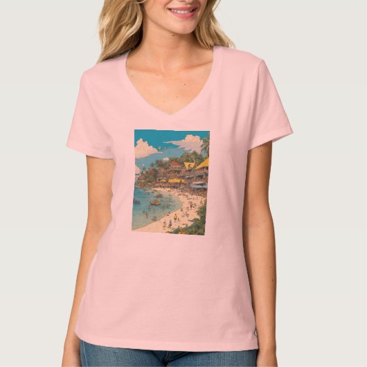 T-shirt à col V de base pour femmes (Devant)