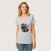 T-shirt à col V de base pour femmes (Devant entier)