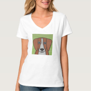 T-Shirt à col V féminin Beagle mignonne