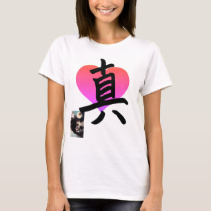 T-shirt à col V plus grand pour femmes W/ KANJI & 