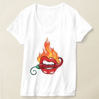 T-shirt à col V pour femmes Caliente (Hot)