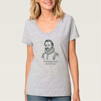 T-shirt à col vif féminin gris Sir Francis Drake