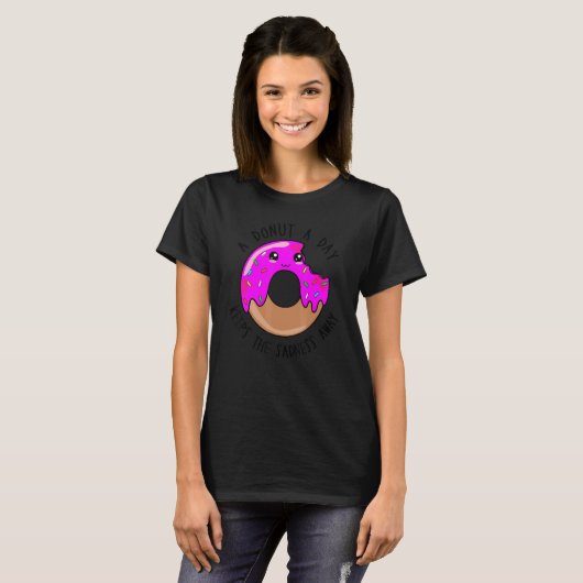 T-shirt A Donut A Day Keeps The Sadness Away Cute Donut (Devant entier)