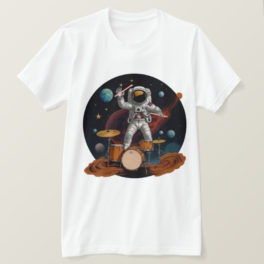 T-shirt A drummer playing his drum-set on Planet Drums (Design devant)