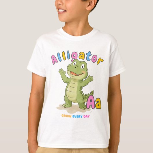 T-shirt "A est pour Alligator" Alphabet Tee - Croissance t (Devant)