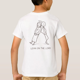 T-shirt à figure bâton amusant Jésus s'appuyant su
