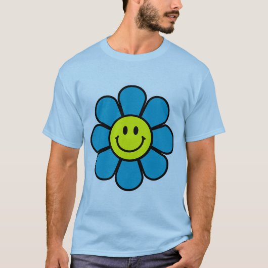 T-shirt à fleurs de base (bleu) (Devant)