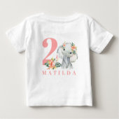 T-shirt à fleurs d'éléphant de 2e anniversaire (Dos)