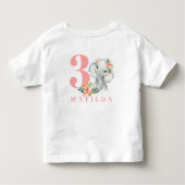 T-shirt à fleurs d'éléphant de 3e anniversaire (Dos)