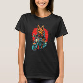 T-shirt A German Shepherd dog riding a motorcycle (Devant)