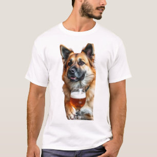 T-shirt a German Shepherd drinking a beer