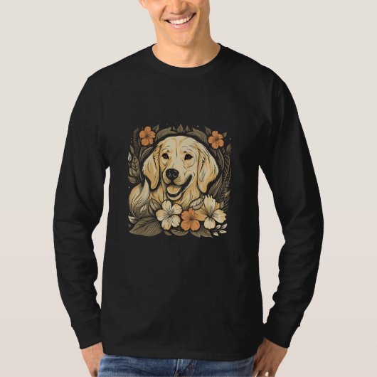 T-shirt A Golden Retriever surrounded with Lilies illustra (Devant)
