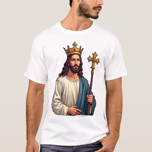 T-shirt à gravure vintage Jésus Roi Éternel (Devant)