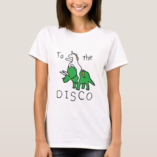 T-shirt À la disco (Triceratops d'équitation de licorne) (Devant)