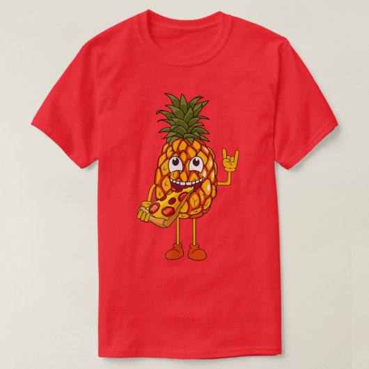 T-shirt à la pizza mangeant de l'ananas drôle (Design devant)