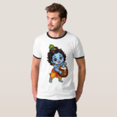 T-shirt à l'effigie de Bébé Krishna mangeant du be (Devant entier)