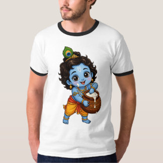 T-shirt à l'effigie de Bébé Krishna mangeant du be