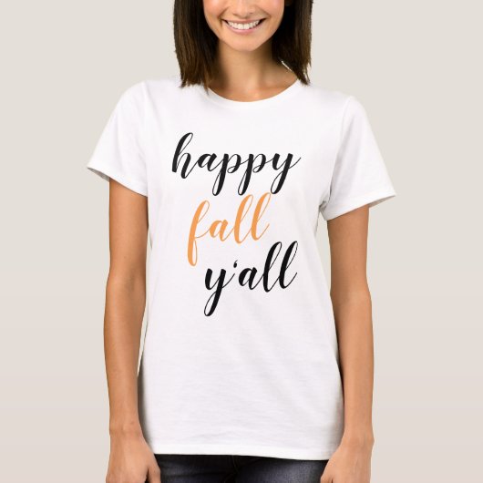 T-shirt à manches courtes avec texte Happy Fall Y' (Devant)