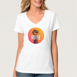 T-shirt à manches courtes et col en V pour femmes