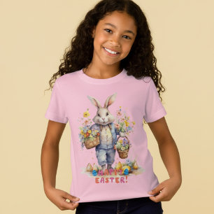 T-shirt à manches courtes joyeux lapin de Pâques p